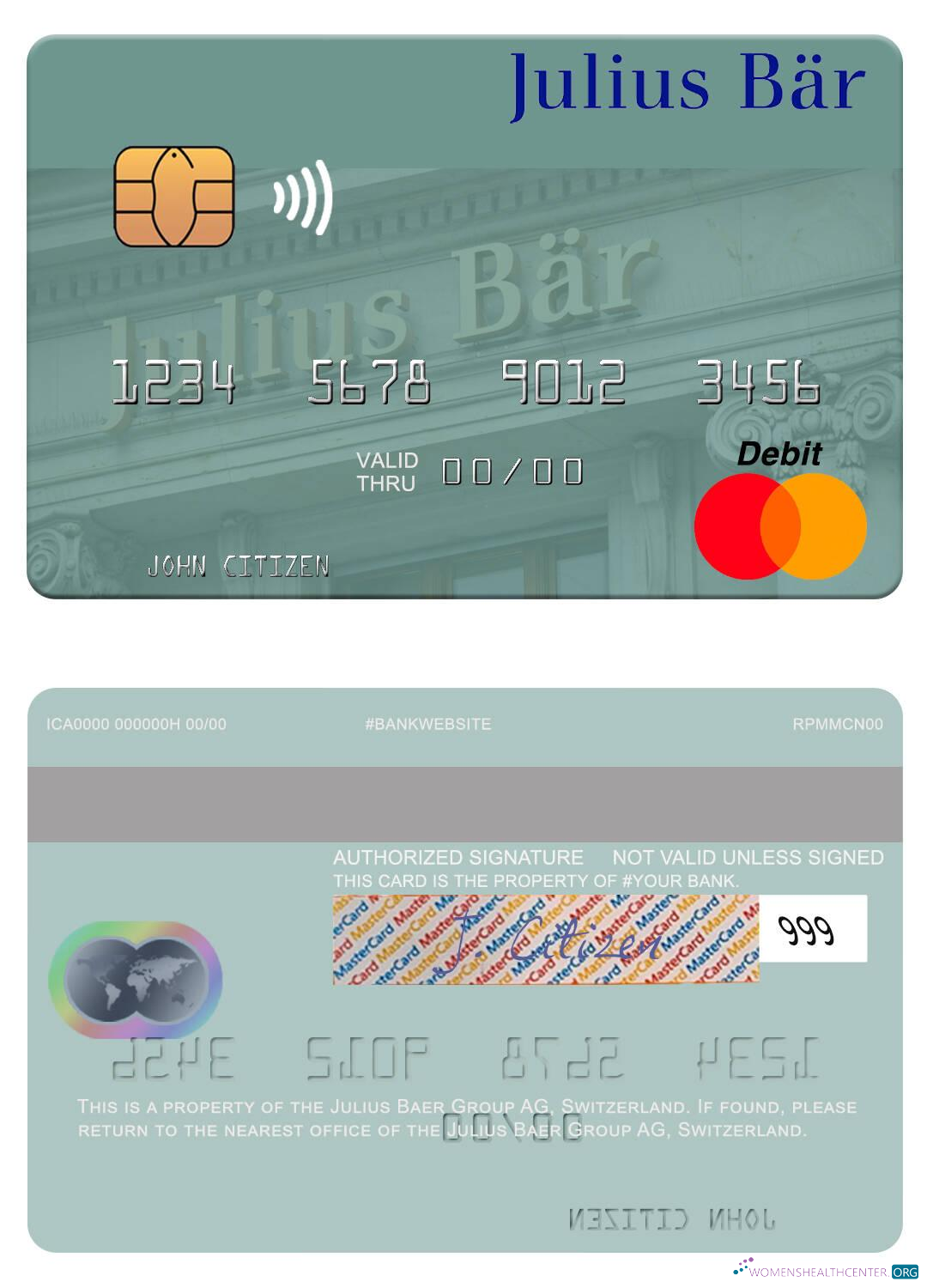 Download Switzerland Julius Baer Group AG mastercard Photoshop template